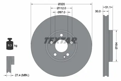 TEXTAR 92258003 Fren Diski  117/176/246 Ön A2464212612
