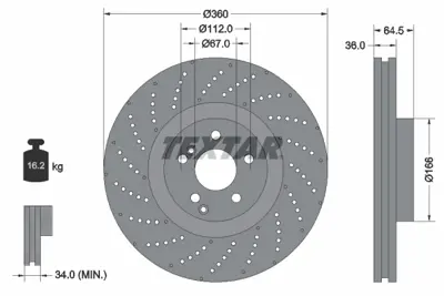 TEXTAR 92260305 Fren Diski  204/205 Ön Amg C 63 A0004212012
