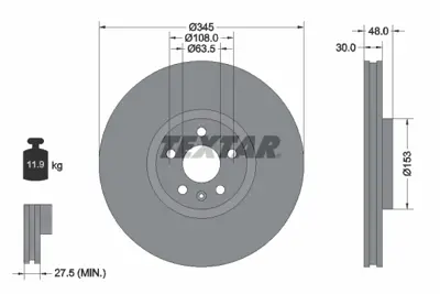 TEXTAR 92289805 Fren Diski Volvo S60/S90 17>/Xc60/Xc90 18> Ön 31471752