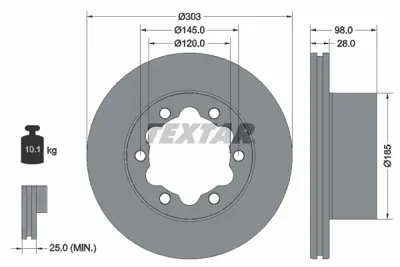 TEXTAR 92295303 Fren Diski Vw Amarok Crafter Arka 2017-  Pr-1lb 2N0615601A/C