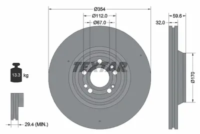 TEXTAR 92306005 Fren Diski  167 Ön Gle  4 Matıc A1674210701