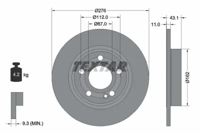 TEXTAR 92316803 Fren Diski  118/177/247 Arka A2474230112