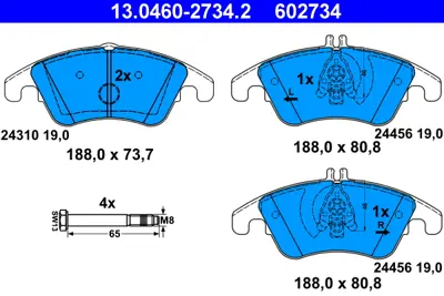 ATE 13.0460-2734.2 Fren Balatası 204/212/218/207 Ön  Kulaklı A0054201620
