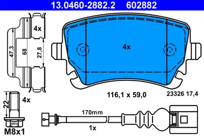 ATE 13.0460-2882.2 Fren Balatası Vw T5 / T6  Arka 7H0698451