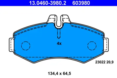 ATE 13.0460-3980.2 Fren Balatası 638 Vıto Cdı Ön Y.M. A0034200120