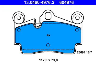 ATE 13.0460-4976.2 Fren Balatası Vw Touareg  Q7 Cayenne  17   Arka 7L0698451B