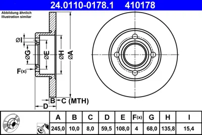 ATE 24.0110-0178.1 Fren Diski Vw A100  Em  Arka 443615601