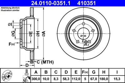 ATE 24.0110-0351.1 Fren Diski  230 Arka  350/500 A2304230712
