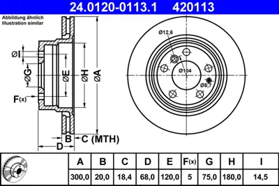 ATE 24.0120-0113.1 Fren Diski E-32 Arka 7.40/7.45 34211162967