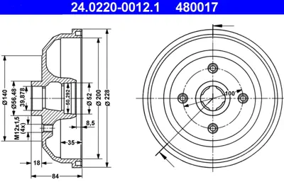 ATE 24.0220-0012.1 Fren Kampanası Opel Corsa B/Tıgra A    Abs, Siz 90007526