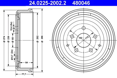 ATE 24.0225-2002.2 Fren Diski Vw T3 Arka 251609615