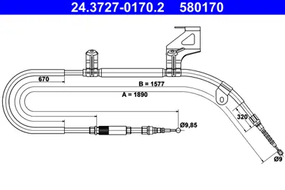 ATE 24.3727-0170.2 El Fren Teli Vw Passat 97-05  Sağ 3B0609721, 3B0609721AC, 3B0609721F, 3B0609721L, 3B0609721S, 3B0609722F, 3B0609722K, 3B0609722N, 3B0609722Q, 3B09722Q