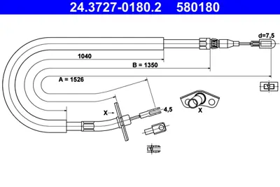 ATE 24.3727-0180.2 El Fren Teli  Spr Arka Sağ ( 1526 Mm )  Lt35 2D0606722, 2D0609721A, 2D0609722, 2D0609722A, 2DO609722, 2E0609701M, 5139227, 5139227AA, 68013474, 9044200285