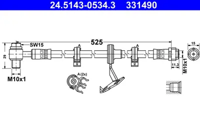 ATE 24.5143-0534.3 Fren Hortumu Ön 163  Ml  --2000 Sağ A1634200948