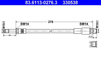 ATE 83.6113-0276.3 Fren Hortumu E-39 Arka 34301165190