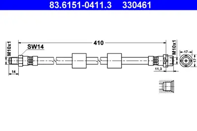 ATE 83.6151-0411.3 Fren Hortumu E-39 Ön 34301165249