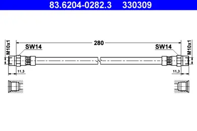 ATE 83.6204-0282.3 Fren Hortumu Arka Bütün Mod.2 Ucu  Dişi A1264280135