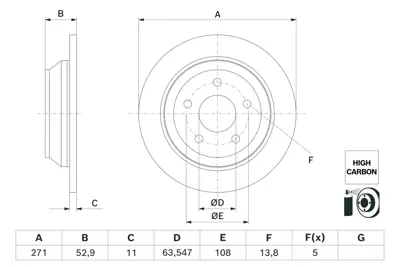 BOSCH 0986479H55 Fren Dıskı Arka 2413300, L1TC2A315AA