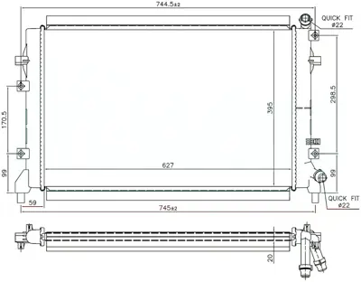 ORIS BSE901016 Su Radyatoru Brazıng Leon/Toledo 1.2tsı/1.4tsı 04-> 628x403x16 1K0121251BN 1K0121251CM 65324