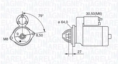 MAGNETI MARELLI 063280045010 Mars Motoru 12v 9 Dıs 1.3kw Doblo G.Punto Evo-500 Astra H Corsa C 1.3 Mtj - Cdtı 55353247
