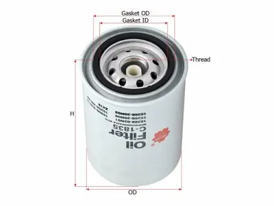 SAKURA C-1835 Yag Filitresi 100325, 1109G8, 1109W3, 1112651, 1112652, 111782B, 1213439, 132578, 1354828, 1363159