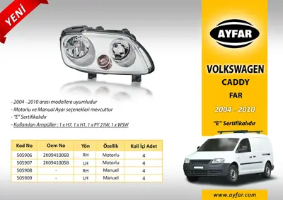 AYFAR 505909 Far Sol Manuel Touran Caddy  (Elektrık Kablolu) 03>10