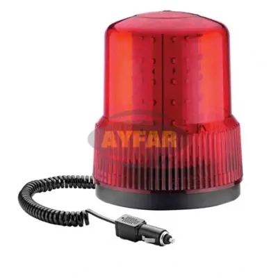 AYFAR TR 502 20 Doner Trafık Ikaz Lamba 12 24v Ledlı Kırmızı Mıknatıslı Cakmaklı