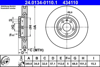 ATE 24.0134-0110.1 Fren Aynası On A4 Q7 16> A5 17> A6 19> A8 Touareg 18> 