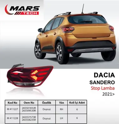 MARS M411227 Stop Sağ Sandero (21->) (Duysuz) 265501832R 265509530R