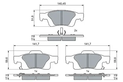 BOSCH 0986460081 Fren Balatası Arka Jeep Grand Cherokee Iv 3.0 3.6  2010- Gdb4448 68052386aa  Lp2251 25196 25197 25198 2AMV3369AA 2AMV4386AA 2AMV4386AB 4203302 4203320 4209600 64203820
