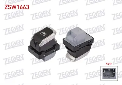 ZEGEN ZSW1663 Cam Acma Anahtarı Teklı 4 Pın Audı A1 2014-2018 - Q3 2011-2018 