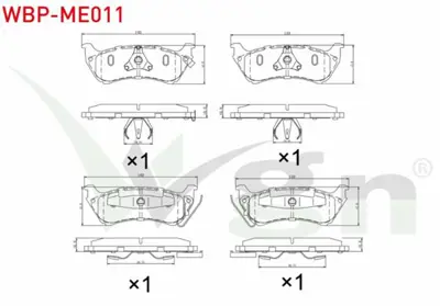 WGN WBP-ME011 Fren Balata Arka Ikazlı Mercedes M Class (W163) Ml 320 1998-2005 - M Class (W163) Ml 270 Cdı 1998-20 WBP-ME011
