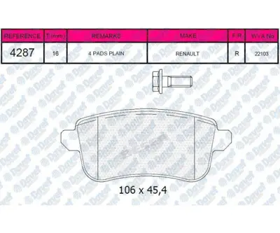 FERBE 88900 Fren Balatası Arka Megane Iv 16-- 1356392, 1371402, 1371403, 1371454, 1379971, 1426143, 1426144, 1433952, 1433954, 1433958