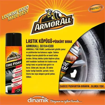 ITHAL 301944300 Armorall Tıre Foam, Sadece Lastiğin Üzerıne Püskürtün. Yüzey Aktıf Madde Lastıktekı Kırı Kaldırır Ve