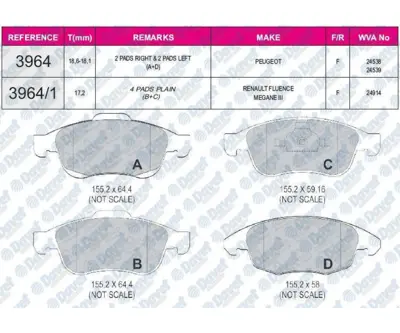 FERBE 51200 Fren Balatası On Wva 24538  Partner 1.4ı 1.6 16v  Tepe Pıcasso 1.6 16v  C4 Pıcasso 1.6hdı 110  2008- 1411457380 1607878380 1607878580 1607878780 1607878980 1611140880 1611456980 1611457380 1611457480 1611838580