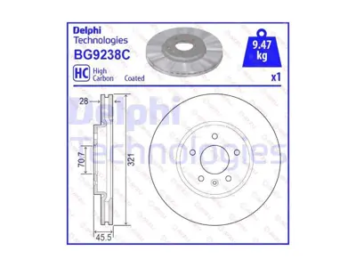 DELPHI BG9238 Fren Dıskı On Opel Insıgnıa 03-17 13514539 13517847 13517850 13517853 13521005 13583716