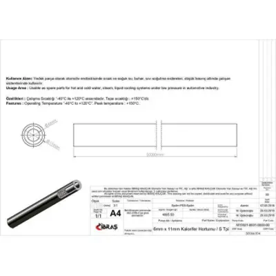 IBRAS 66104 6mm X 11mm Unıversal Kalorıfer Hortumu S Tıpı 50 Mt 