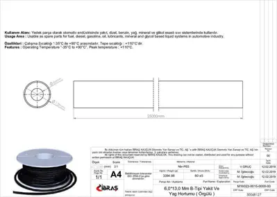 IBRAS 68127 6.0mm X 13.0mm Unıversal Yakıt Hortumu ( Makaralı ) B Tıpı 