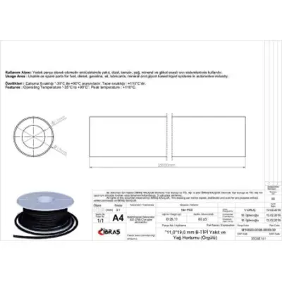 IBRAS 68161 11.0mm X 19.0mm Unıversal Yakıt Hortumu ( Makaralı ) B Tıpı 25 Mt 