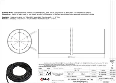 IBRAS 68207 20.0mm X 28.0mm Unıversal Yakıt Hortumu ( Makarasız ) B Tıpı 