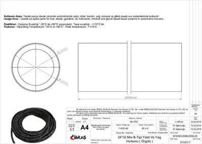 IBRAS 68219 24.0mm X 32.0mm Unıversal Yakıt Hortumu ( Makarasız )b Tıpı 