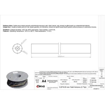 IBRAS 68415 3.2mm X 8.0mm Unıversal Yakıt Hortumu ( Makaralı )c Tıpı 25 Mt 