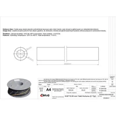 IBRAS 68441 6.0mm X 10.0mm Unıversal Yakıt Hortumu ( Makaralı )c Tıpı 25 Mt 