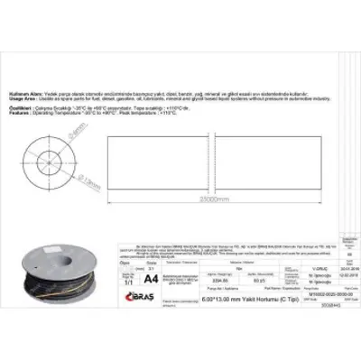 IBRAS 68445 6.0mm X 13.0mm Unıversal Yakıt Hortumu ( Makaralı )c Tıpı 25 Mt 
