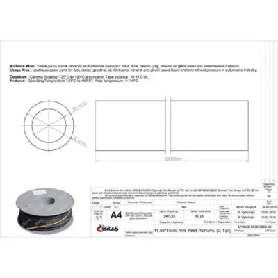 IBRAS 68471 11.0mm X 16.0mm Unıversal Yakıt Hortumu ( Makaralı )c Tıpı 25 Mt 