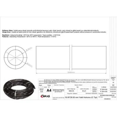IBRAS 68503 18.0mm X 26.0mm Unıversal Yakıt Hortumu ( Makarasız )c Tıpı 25 Mt 