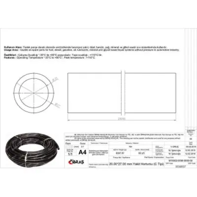 IBRAS 68507 20.0mm X 27.0mm Unıversal Yakıt Hortumu ( Makarasız ) C Tıpı 25 Mt 