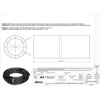 IBRAS 68511 23.0mm X 30.0mm Unıversal Yakıt Hortumu ( Makarasız )c Tıpı 25 Mt 