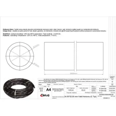 IBRAS 68513 24.0mm X 32.0mm Unıversal Yakıt Hortumu ( Makarasız )c Tıpı 25 Mt 