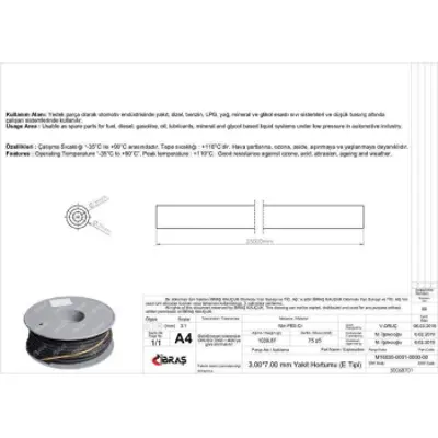 IBRAS 68701 3.0mm X 7.0mm Unıversal Yakıt Hortumu ( Makaralı )e Tıpı 25 Mt 